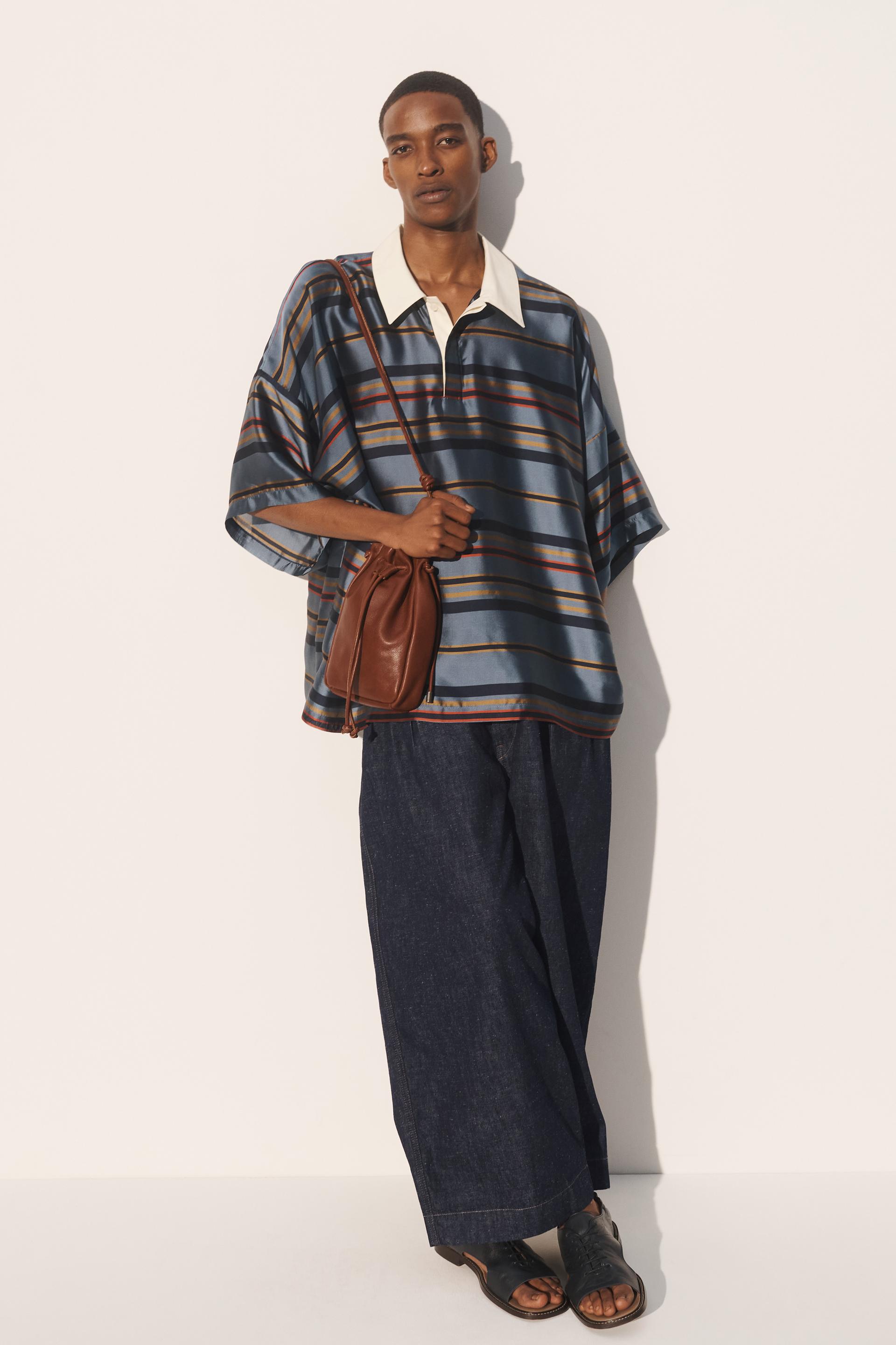 BOXY FIT CUPRO-SILK POLO SHIRT